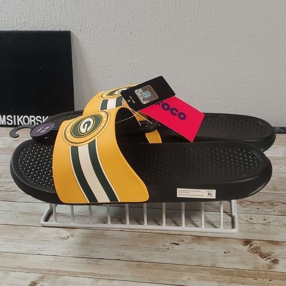Green Bay Packers NFL Official Licensed Men's Slip On Slides FOCO Size XL 13-14 - Picture 2 of 7